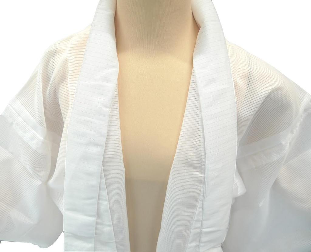 [Kyoto Usagido] Summer Ready-Made Nagajuban (Undergarment for Kimono), Washable, Ro (thin silk fabric), White, j-152, Size M, with attached collar.