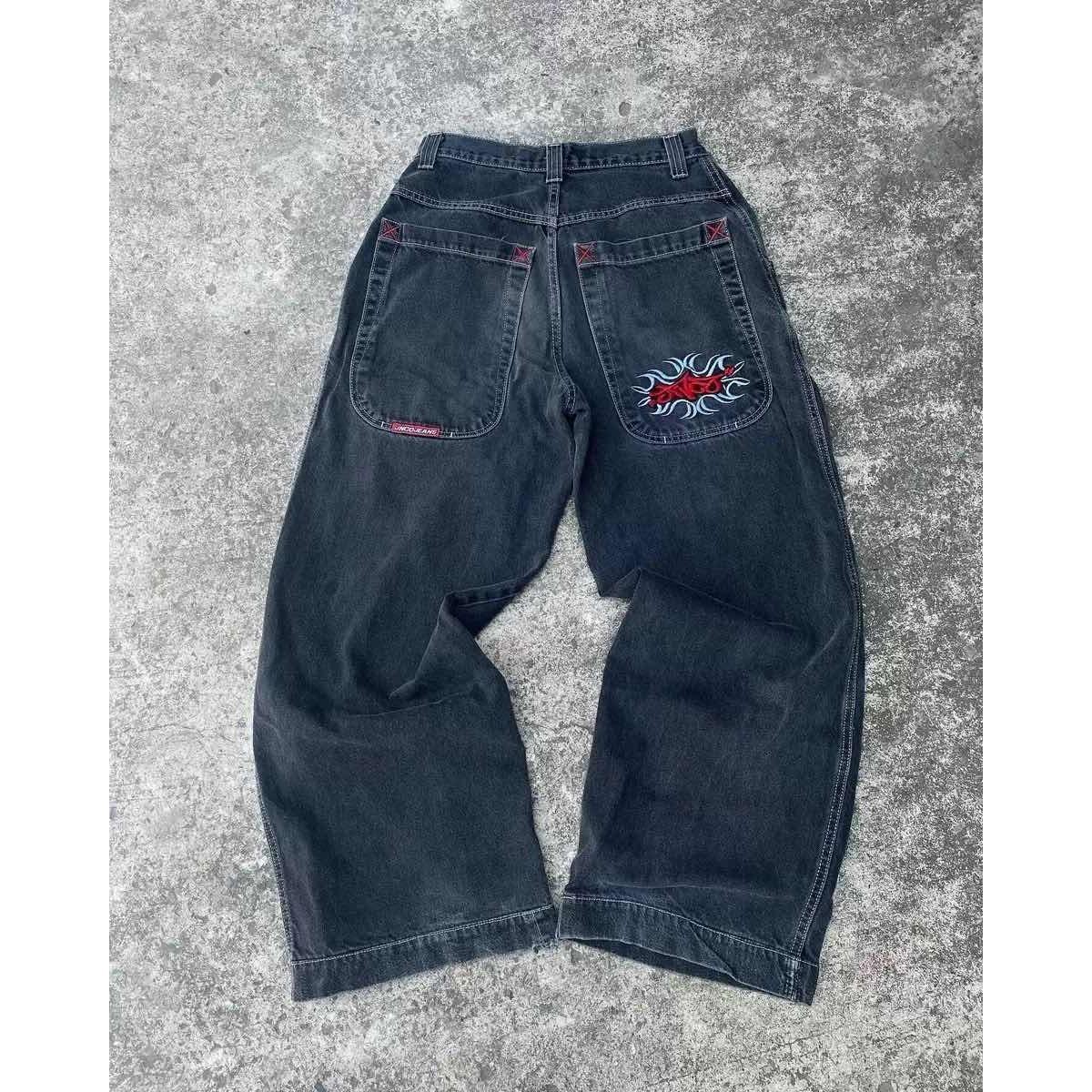 

Джинсы ZYLLO Y2K Готика с принтом Графические Мешковатые Джинсы Мода Хип-хоп Уличная одежда Харадзюку Повседневные Широкие Джинсы S