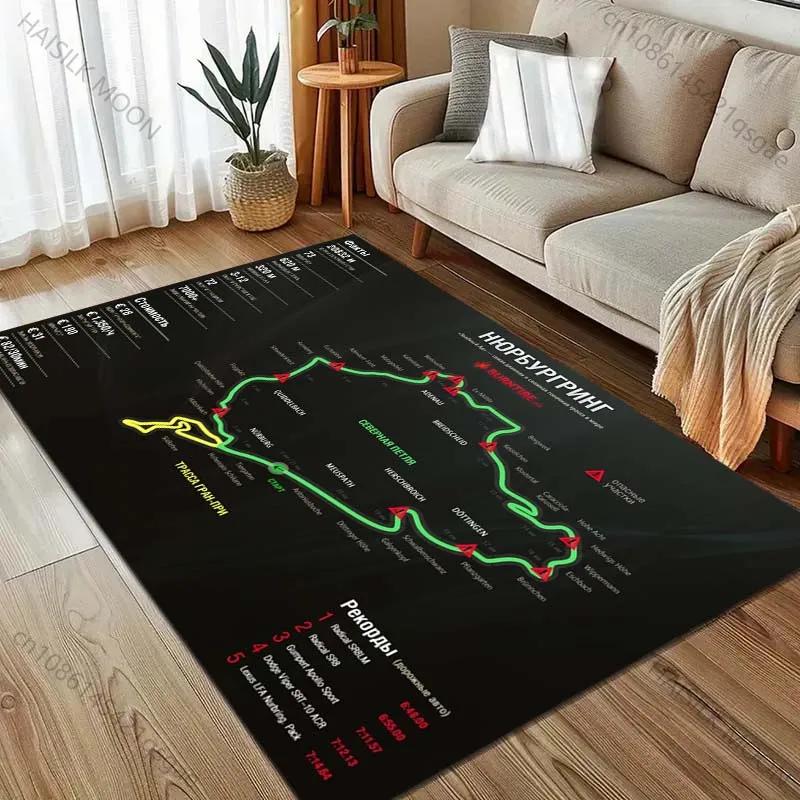 Multi Sizes Nurburgring F1 International Track Carpet for Living Room Home Decor Non-slip Floor Mat for Bedroom Large Area Rugs