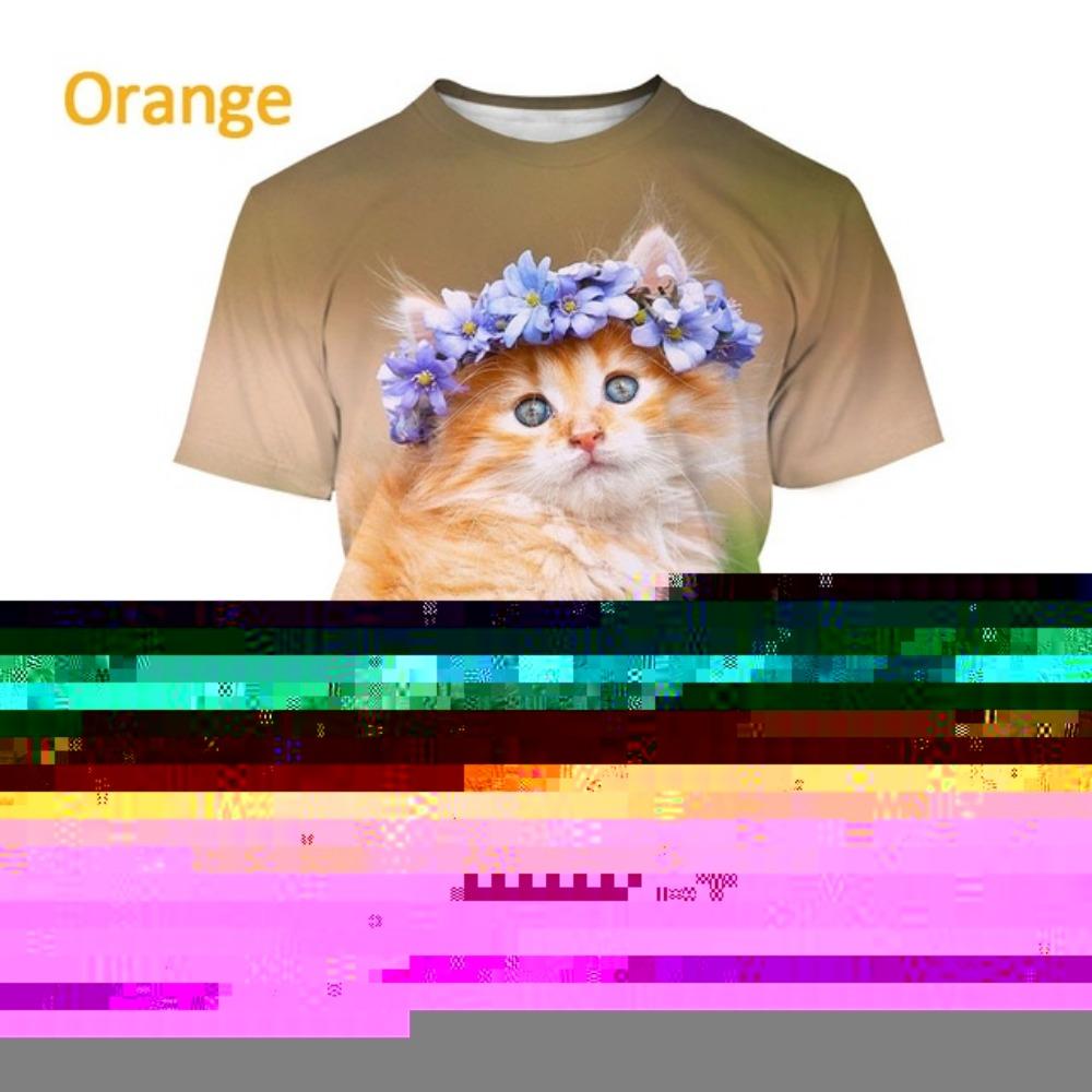 Women's T-Shirts Harajuku Cat Graphic Print 3D Tops Summer Short Sleeve Casual Tees Kawaii Animal T Shirt