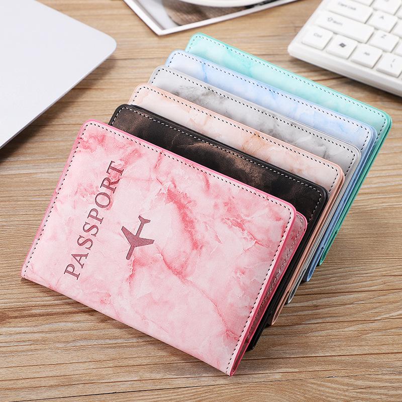 Marble Pattern Passport Holder with Ticket Clip and Custom Logo