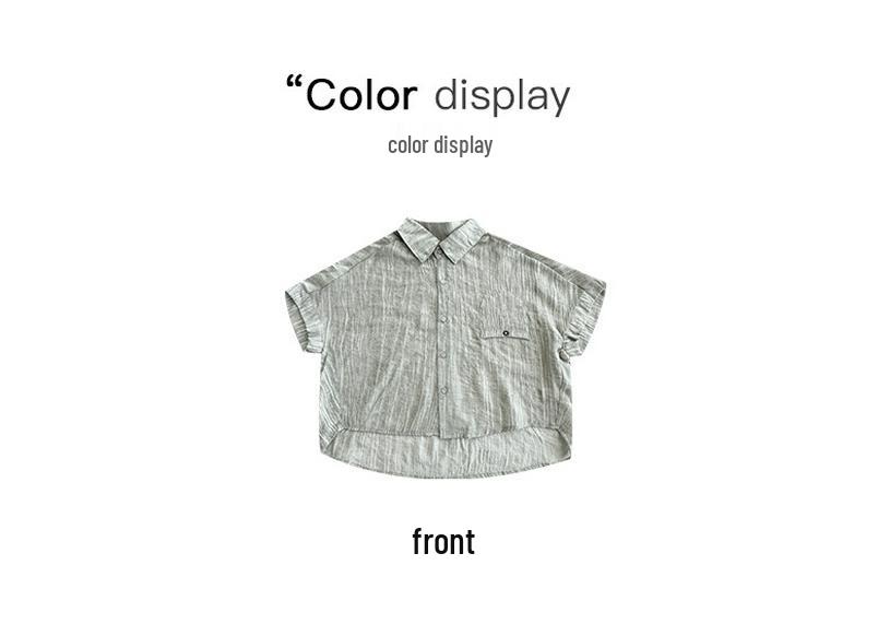 2026 Summer Striped Short-Sleeve Boys' Casual Loose Lapel Shirt Jacket