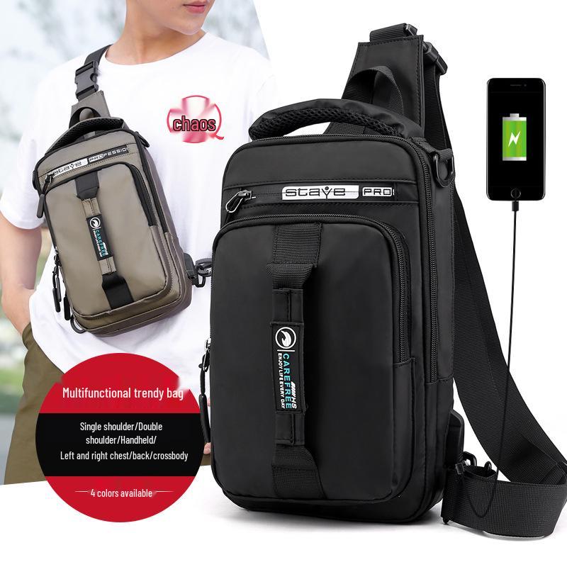 Men's USB Charging Multifunction Shoulder Chest Bag Backpack