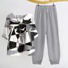 Elastic Waistband Top Pants Set Trendy Crew Neck Dressing Up Women Floral Plaid Print Wide Leg Harem Outfit