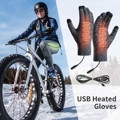 USB Touchscreen Handschuhe Winter Warm 3-Modus Temperatur Elektrisch Beheizte Handschuhe Beheizte Motorradhandschuhe zum Radfahren Laufen Fahren