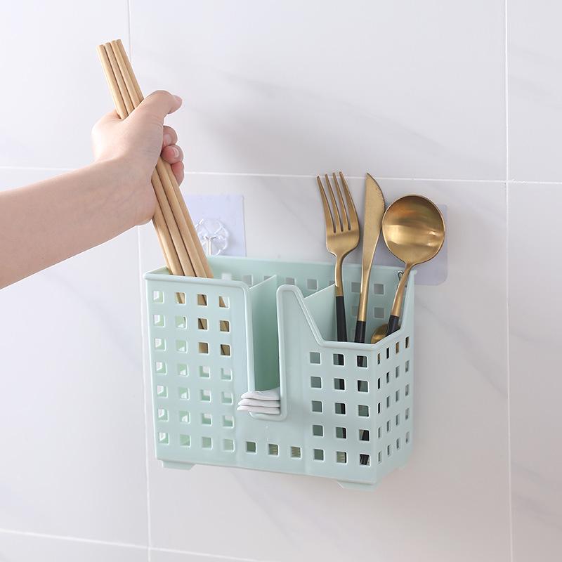Wall-Mounted Kitchen Chopstick Holder & Draining Storage Box