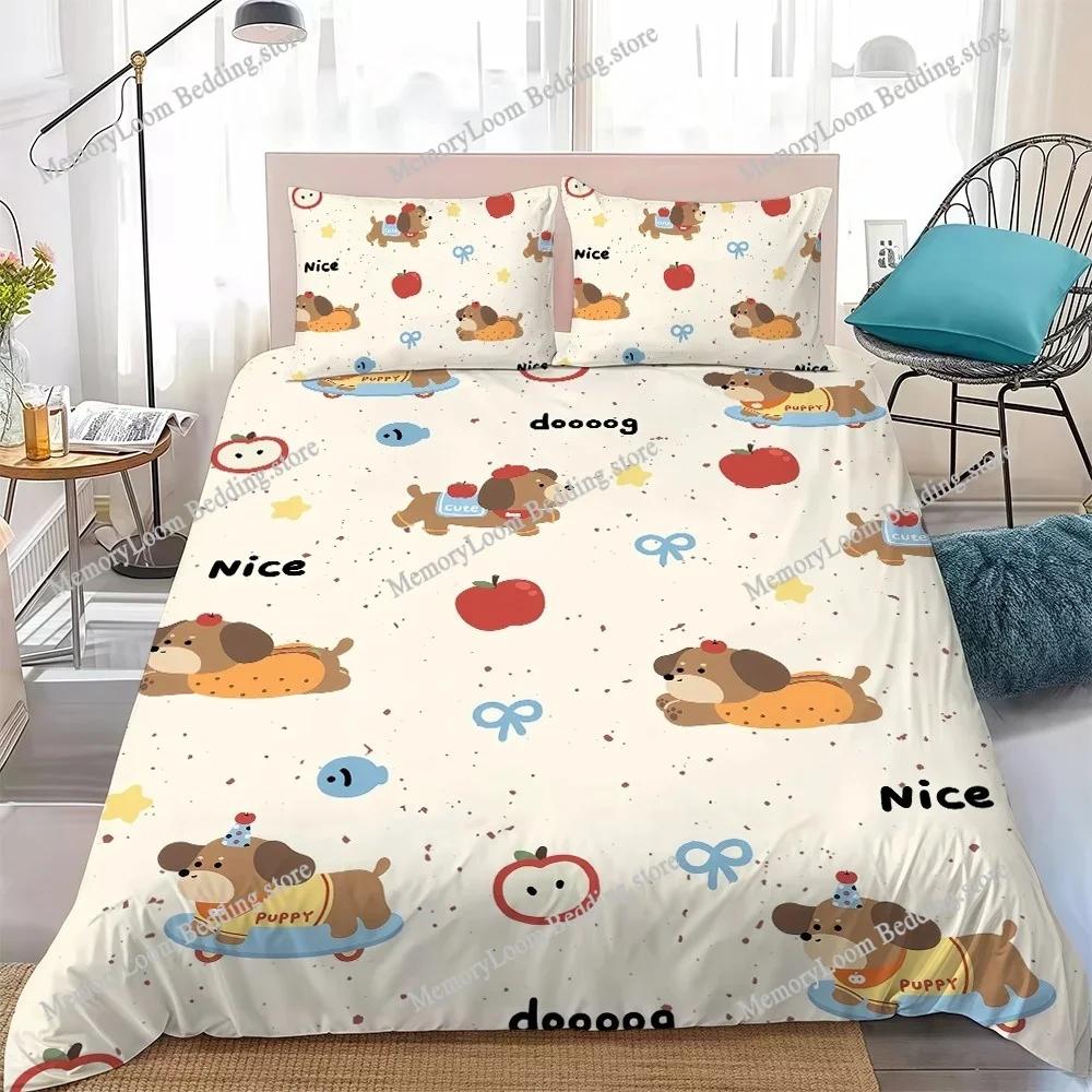 Cute Cartoon Dachshund Duvet Cover Set Home Style Bedding Soft Laundry Cotton Bed Four Seasons Student Dormitory Home Textile