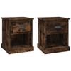 Table de chevet - Maison Exclusive - Chêne fumé - Bois d'ingénierie - 1 tiroir + compartiment