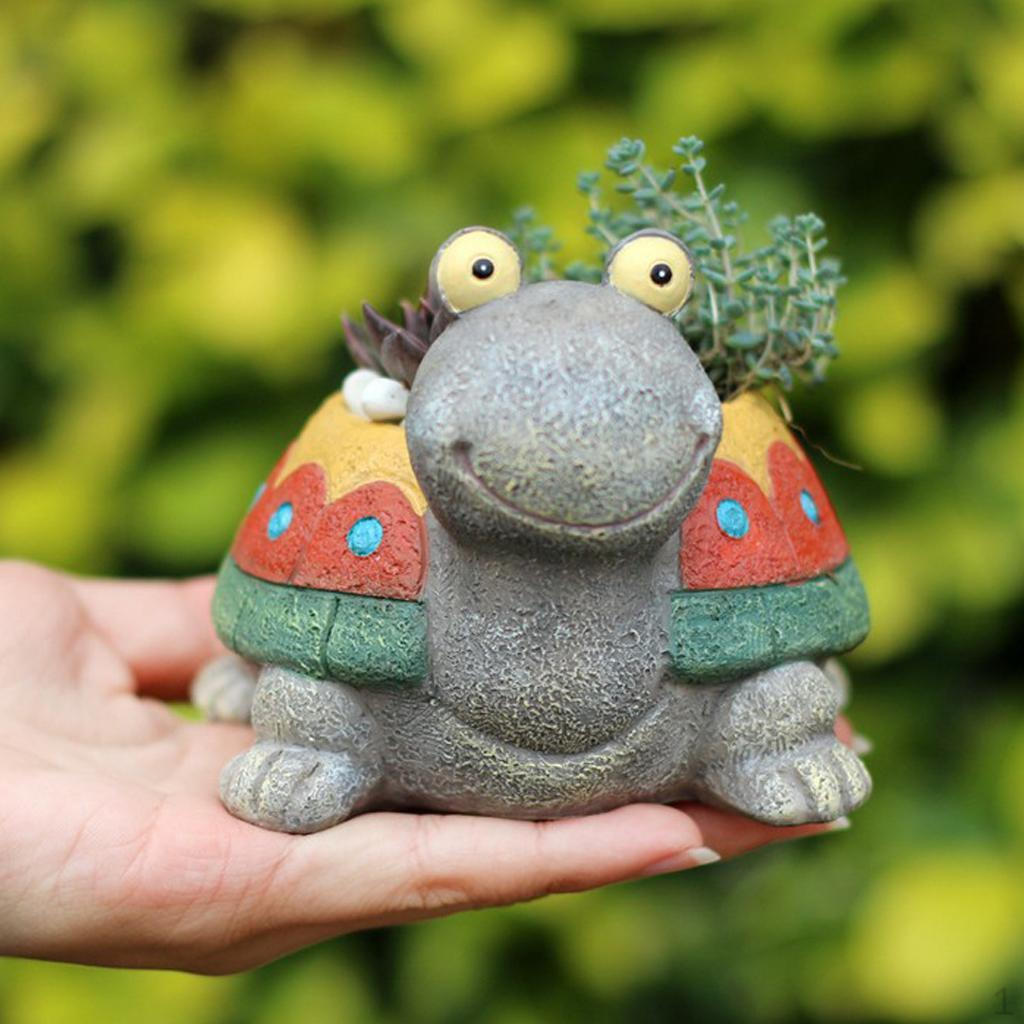Resin Turtle Pot Micro Landscape Small Planter decor Flowerpot Container Box