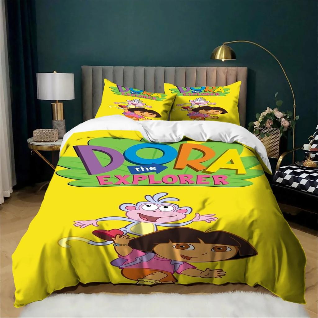Cartoon Cute D-Dora Bedding Set 3Pcs Anime Duvet Cover Set 3D Digital Print For Girls Kids Boy Girl Bed Home Textile