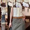 Bohemian Style Leather Belt For Women With Metal Studs And Embellishments For Casual Wear