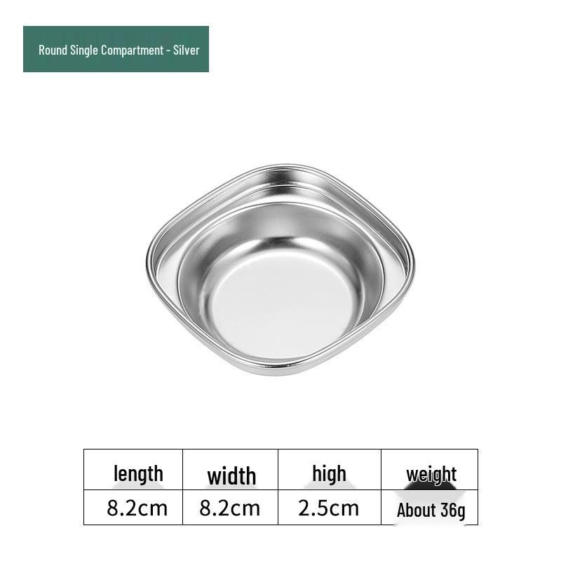 Golden Korean-Style Two/Three-Compartment Sauce Dishes – 304 Stainless Steel for Kimchi, Barbecue, and Hot Pot Seasoning.