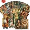 32pcs, Vintage Art Nouveau Women's Postcard Set, Mailing Cards, Greeting Cards, DIY Cards, Memorial Postcards, Decorations