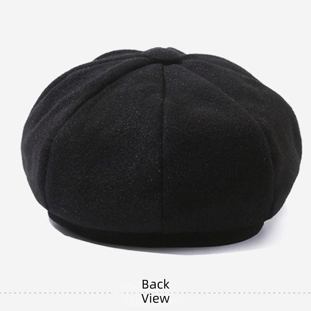 Woolen Fabric Baker Cap Solid Color Octagonal Cap Classic Beret Hat  Unisex