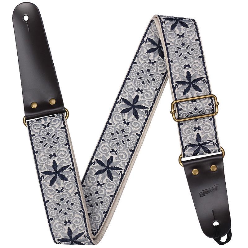 Thickened Embroidered Guitar Strap Set for Acoustic & Electric Bass