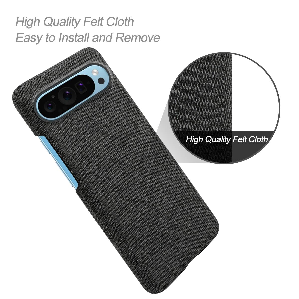

For Google Pixel 9/Pixel 9 Pro Case PC+Cloth Drop-Resistant Phone Protective Cover Grey
