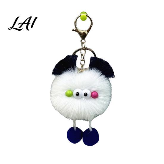 Cartoon Ball Keychain Plush Keychain Fluffy Pompom with Metal Clasp Girls Backpack Charms Backpacks Handbags Keys Decorative Pendant for Men