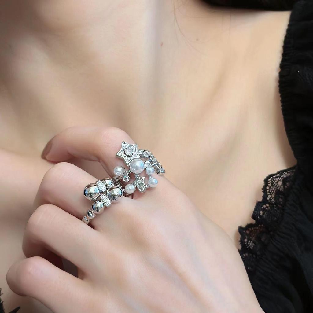 Elegant Zircon-Studded Open Ring for Women – Light Luxury Socialite Style, Perfect for Index Finger
