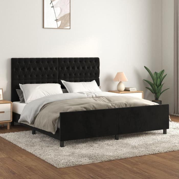 VidaXL Bed Frame with Headboard Black 180x200 Cm Velvet3125954