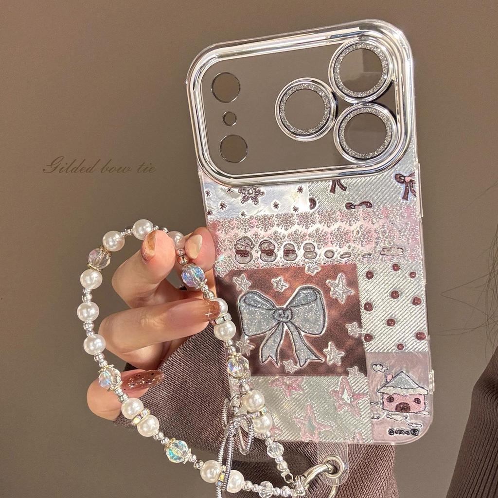 Blue Butterfly Pearl Bracelet Phone Case for iPhone 16, iPhone 17, iPhone 17 Pro Max