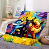 1Pc Eevee Evolution Artwork Flannel Blanket, Soft And Comfortable, Casual Warm, Camping Travel, Christmas, Halloween Xmas Gift. G135