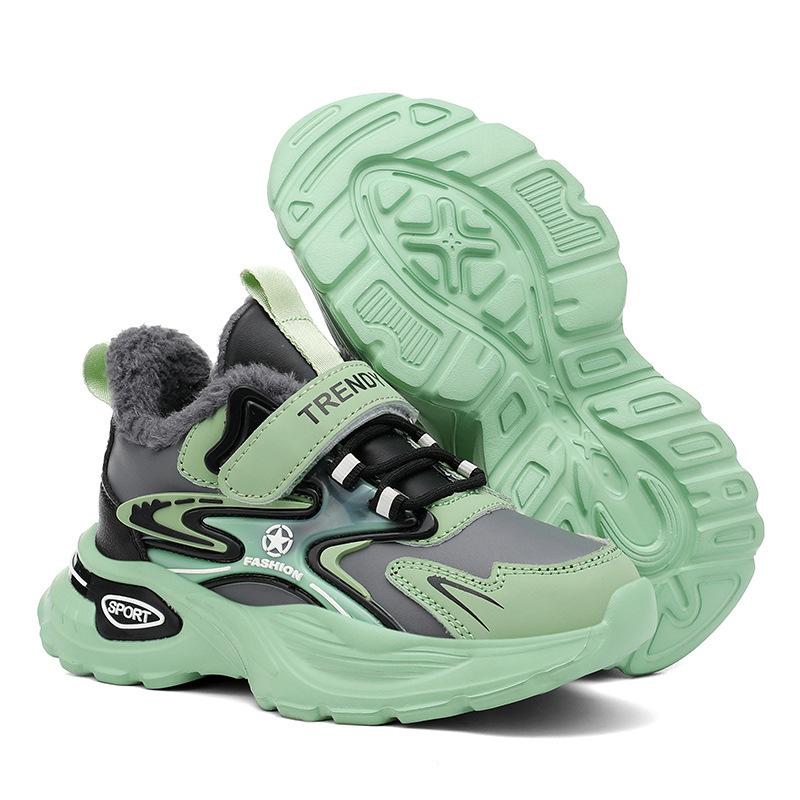 New Non-slip Children's Sports Shoes Large Cotton Soft Sole Casual Autumn and Winter Boys' Shoes Velvet Medium and Large Children's Shoes Primary Scho