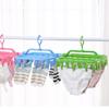 Foldable Multi-Head Clothes Drying Rack with 32 Clips for Children's Clothing