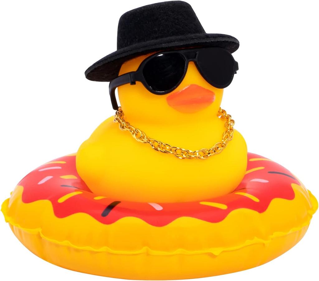 Car Rubber Duck Dashboard Yellow Duck Decoration For Car Dashboard Decorations Duck Toy With Swim Ring