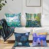 Art Water Lilies C-Claude M-Monet Cushion Cover Square Sofa Cushion Cover Casual Skin-Friendly Comfortable Pillow Cover