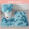 Dye Tie Non Slip Mat Fluffy Plush Bathroom Toilet Seat Cover Carpet 3 Set Piece