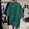 Loose women's cartoon printed T-shirt, round neck sweater, basic, casual, short sleeved, pure cotton