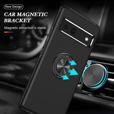 For Google Pixel 7a Rotary Ring Kickstand Phone Case PC+TPU Anti-Drop Back Cover