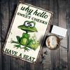 Funny Frog Metal Wall Sign for Bathroom Retro Decor