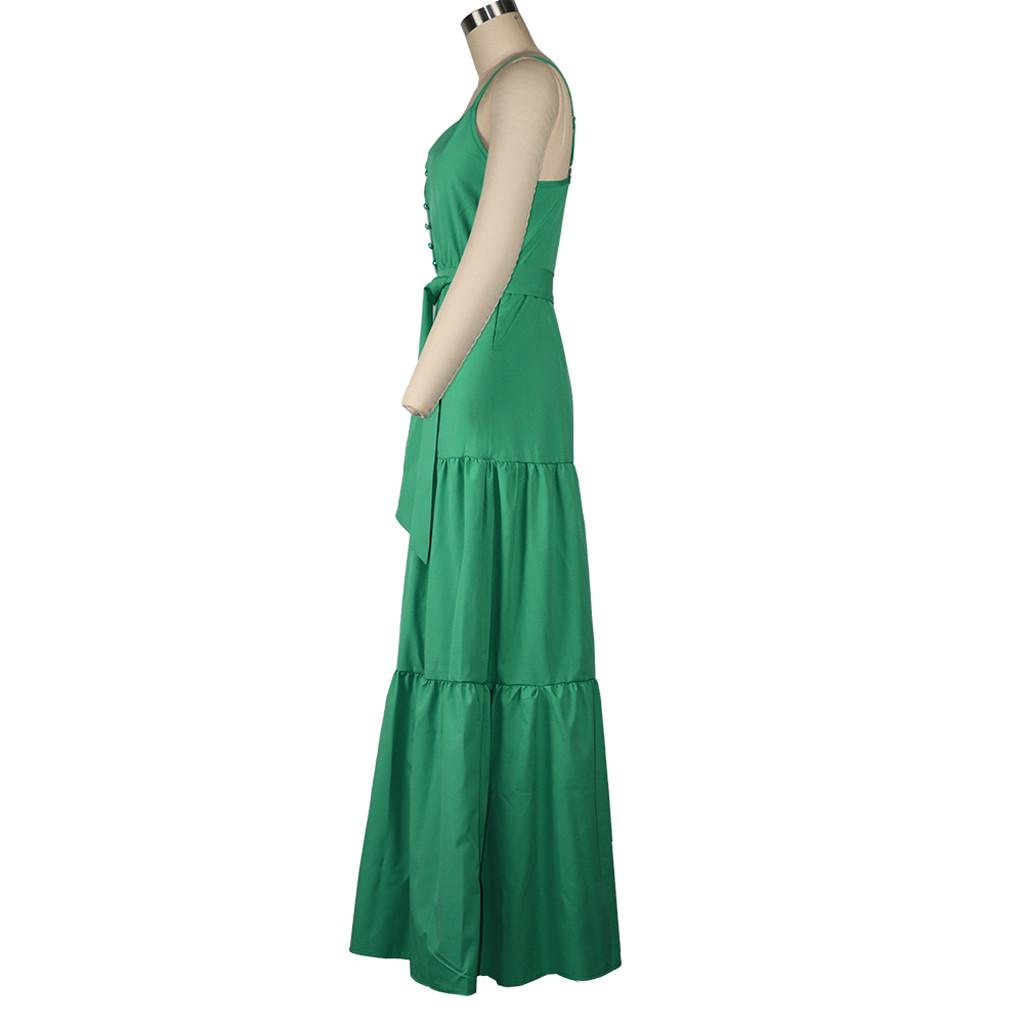 Fashion Women Summer Boho Sleeveless Strappy V-neck Bandage Party Beach Dress