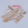 Woven Crossbody Bag Light Blue Handmade Gold Chain Deer Pendant Elegant Ladies Shoulder Bag for Brunch Dates