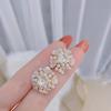 Korean Romantic Hydrangea Pearl Zircon Clip on Earrings for Woman Non Pierced Fashion Ear Clips Party Girl's Lady Jewelry Gift