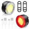 BUCKOLS Bicycle Lights Set Ultralight Front and Rear Bike Light COB LED Bicycle Warning Light Rechargeable MTB Rear Lights 7