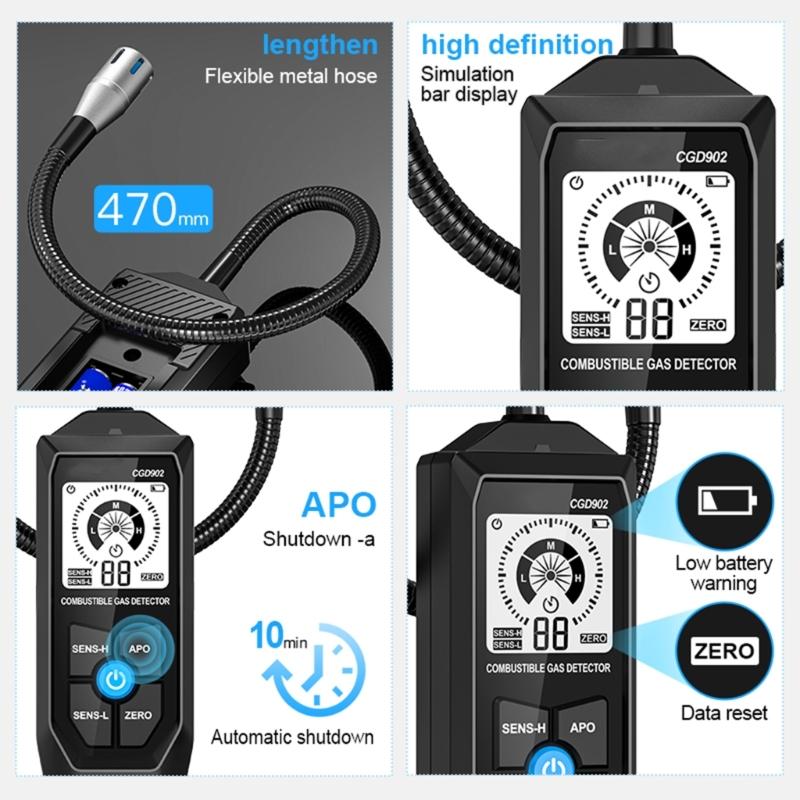 Professional Gas Tester Gas Alarm Gas Leak Detectors With Simulated Display For Propanes Methane Monitoring Home Safety