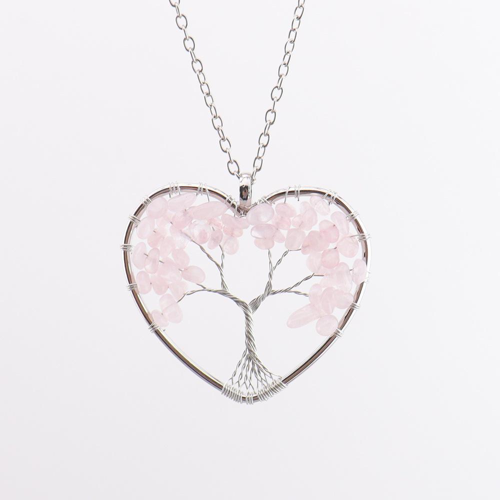 Collana Albero della Vita in Cristallo Sette Colori con Radice a Forma di Cuore N36