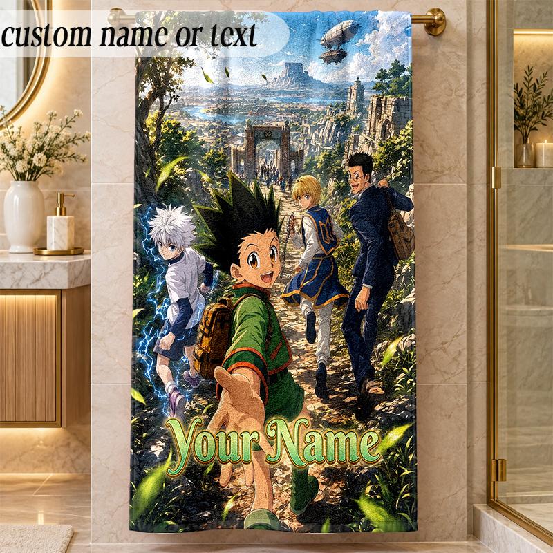 Beach TowelHunter × Hunter Custom Name Text Personalized Soft Towel for Beach Pool Indoor Home Decor Gift