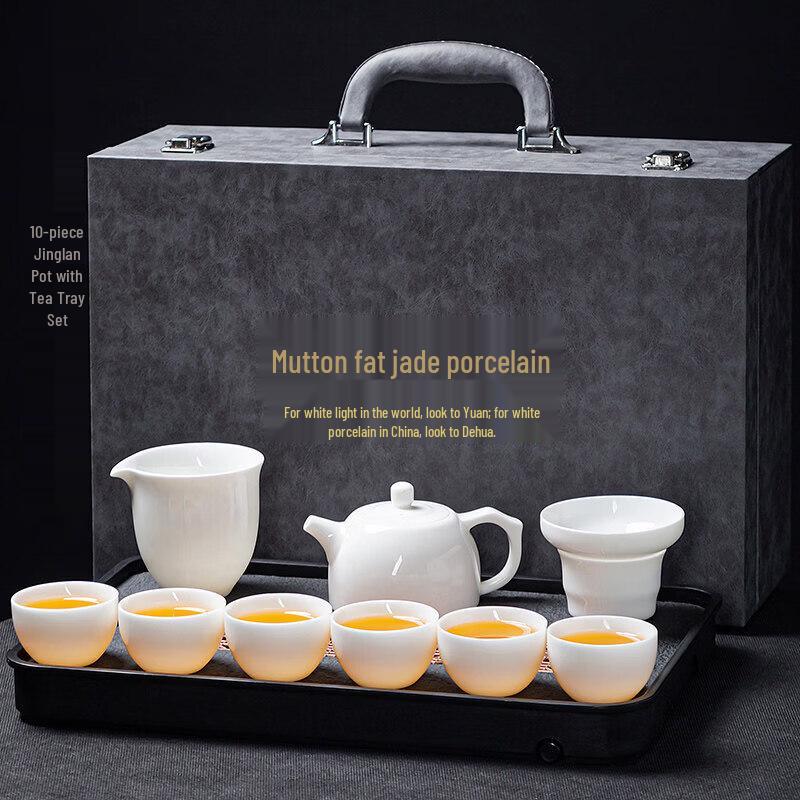 Dehua Suet Jade Porcelain Kung Fu Tea Set