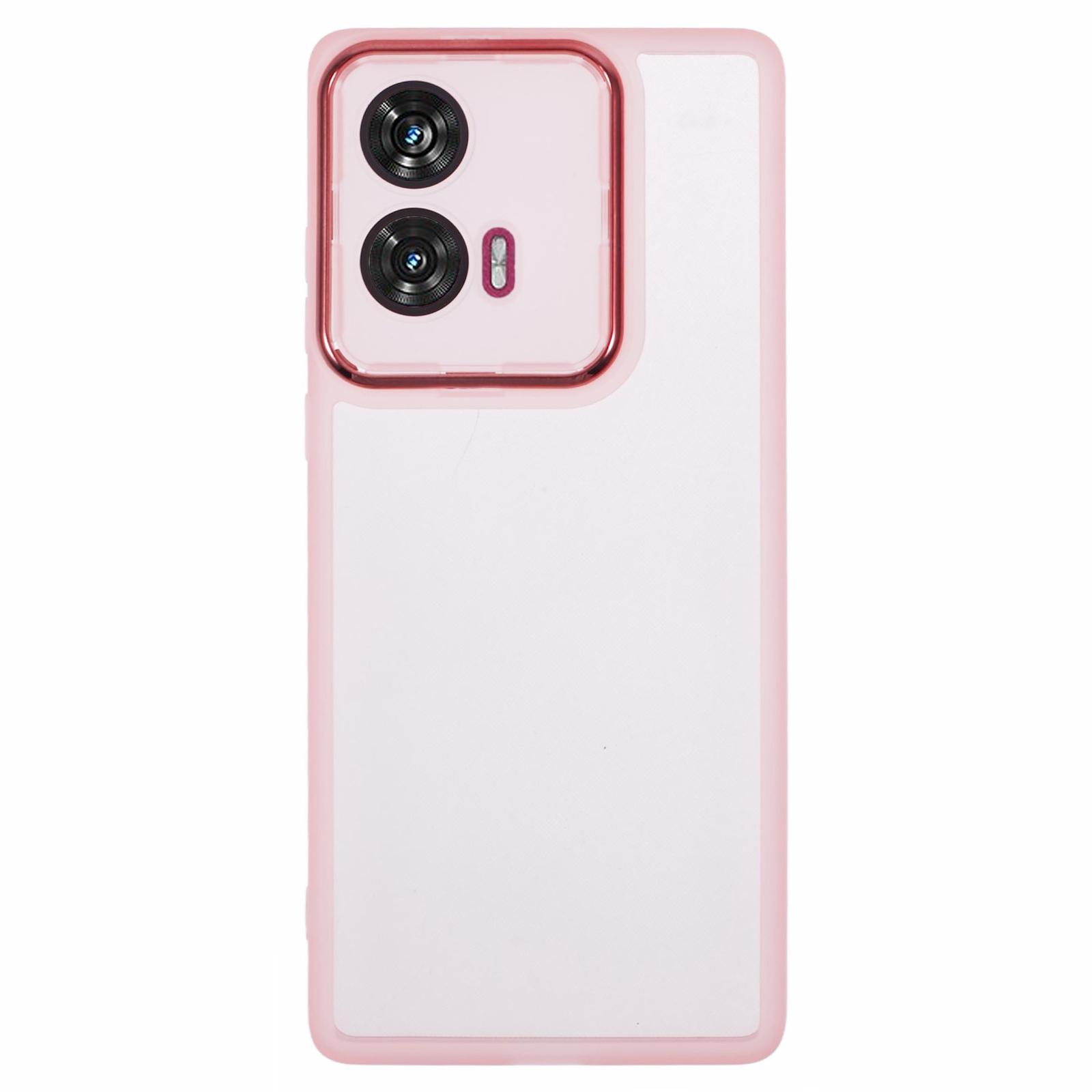 

DKSM Series For Motorola Edge 50 Fusion 5G Case Electroplated Camera Frame TPU Phone Cover Transparent Pink