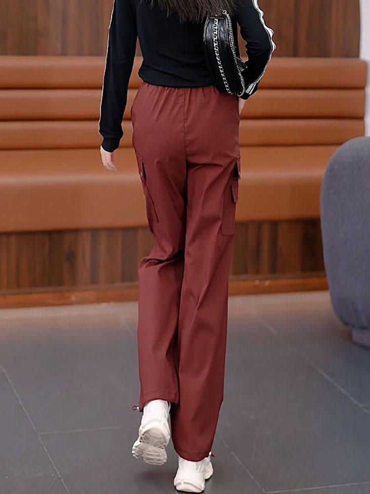 Women's Autumn/Winter 2024 High-Waisted Wide-Leg Sweatpants - Thick, Casual, Slimming Design