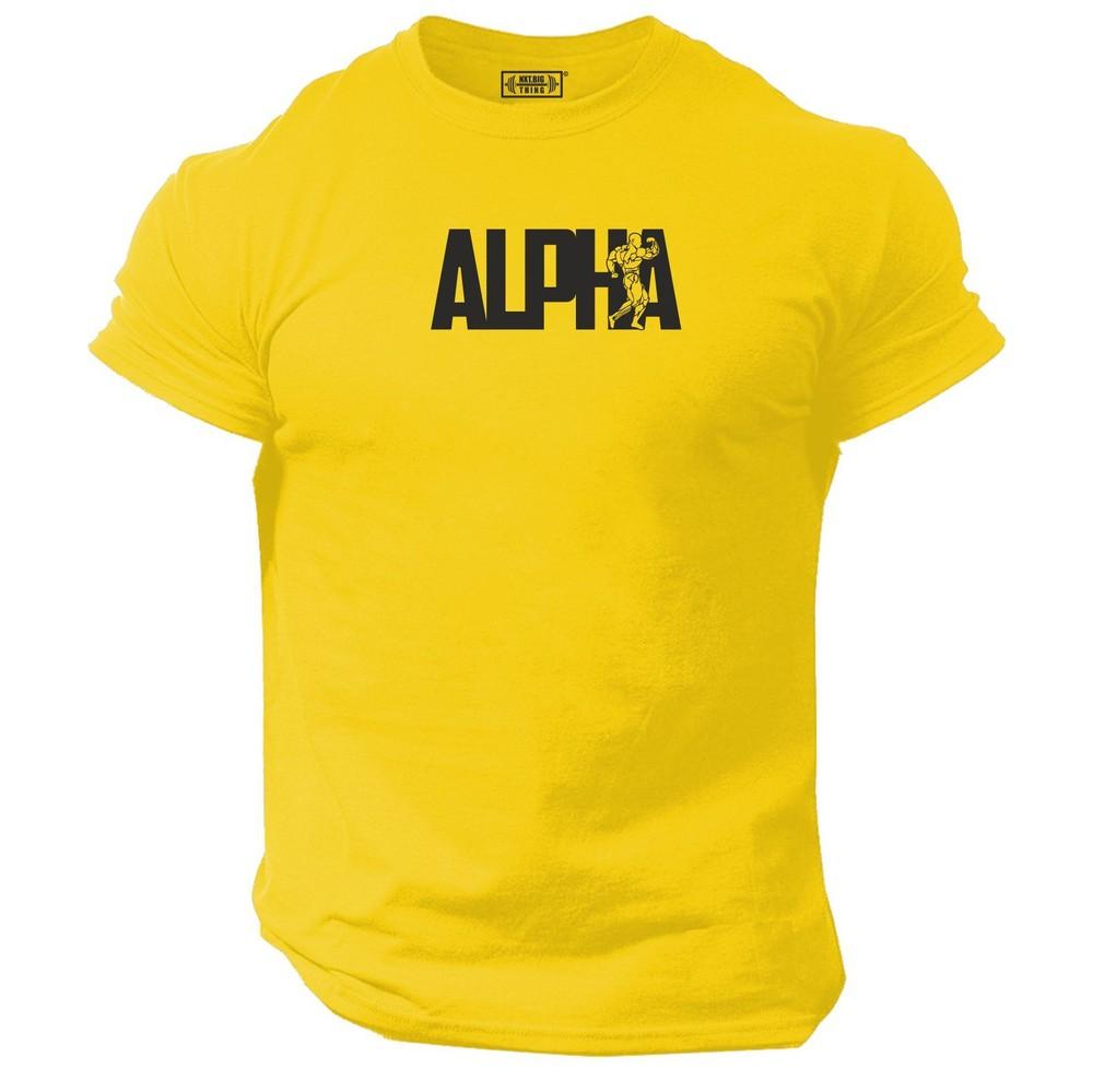 Alpha T-shirt Abbigliamento Palestra Bodybuilding Allenamento Workout Esercizio Muscoli Top