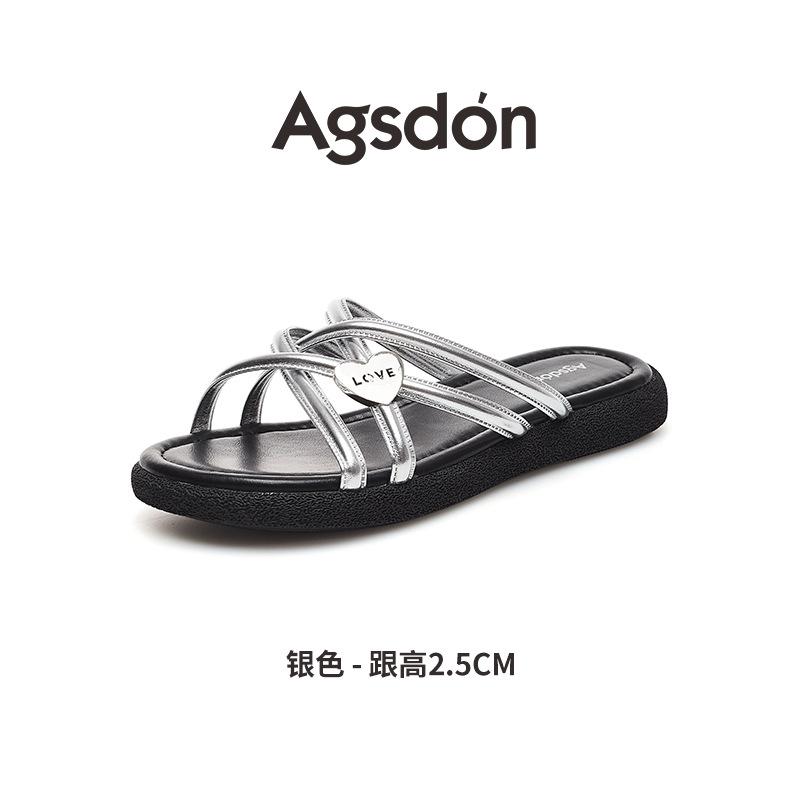Augustine Slippers Women's Outerwear 2025 New Summer Lazy One-pedal Casual Flat Sandals with Skirt