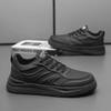 Without Heels Natural Leather Black And Red Shoes Vulcanize Fashion Men Skater Sneakers Man Sports Outings Basket Wide Foot