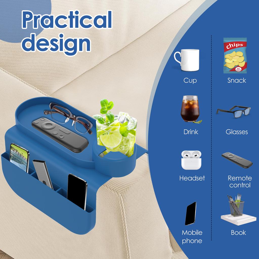 Silicone couch Cup Holder Sofa Armrest Tray Anti-Slip Sofa Coaster Arm Chair Couch Recliner Remote Control Organizer Holder