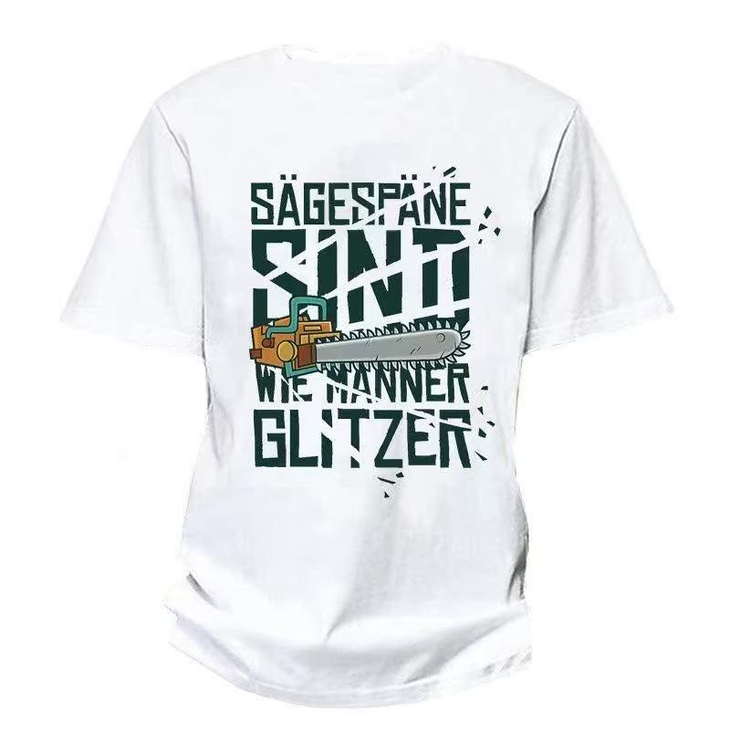 """2025 Sommer und Herbst Kettensägenmann Japanischer Manga bedrucktes T-Shirt lockeres Outdoor-Kurzarm-Oberteil für Herren und Damen."""