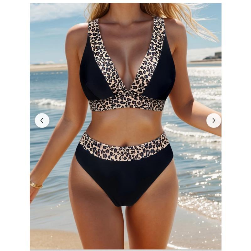 New Leopard Print Bikini Sexy Gathering Swimsuit Women's Hot Spring Swimsuit
