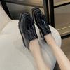 2025 Autumn Women's Thick-soled Muffin Shoes Square Toe Lace-up Waterproof Platform Slope Heel Single Shoes HZB-763-28